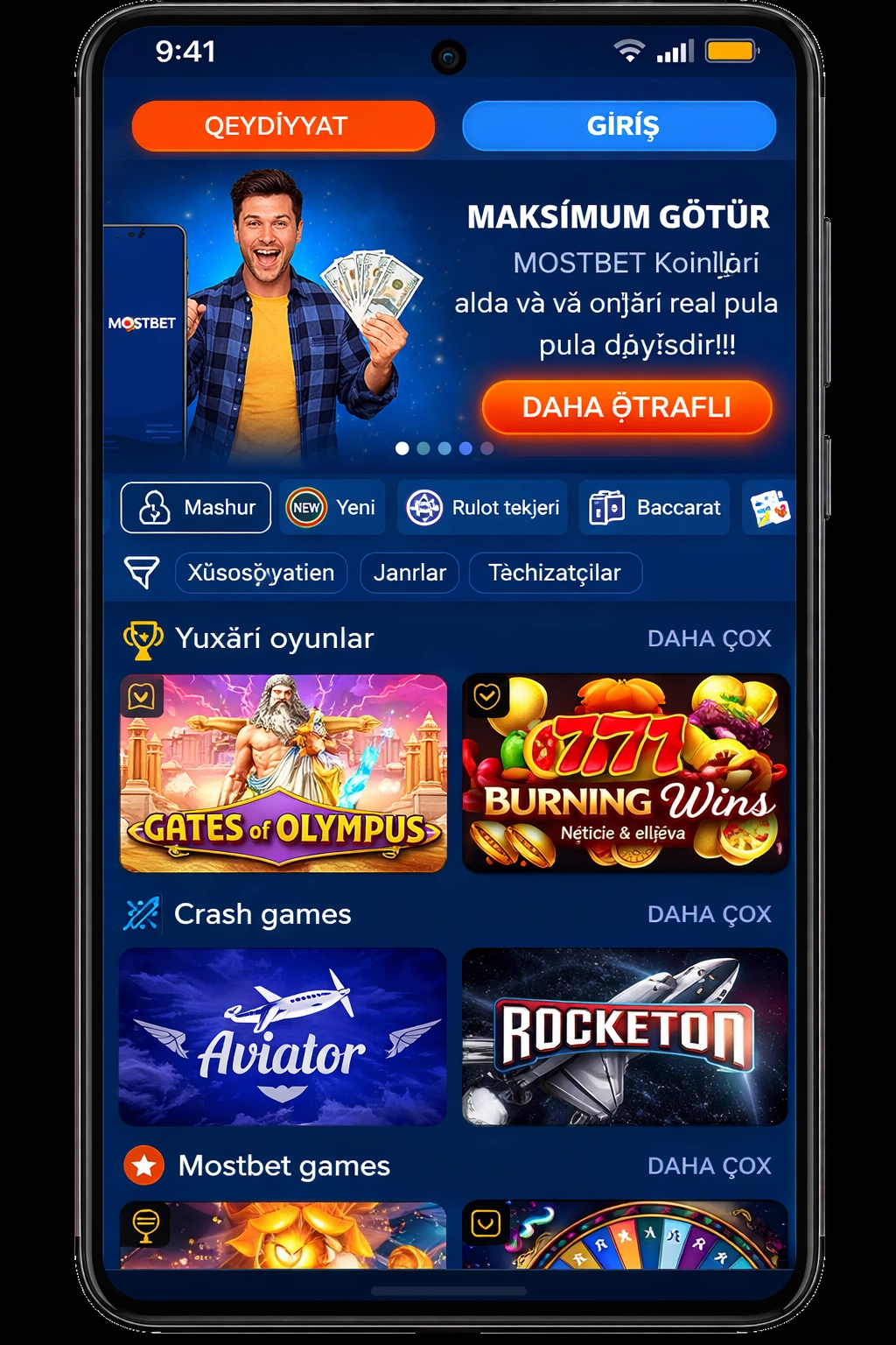 Mostbet 2 tətbiqinin ekran görüntüsü