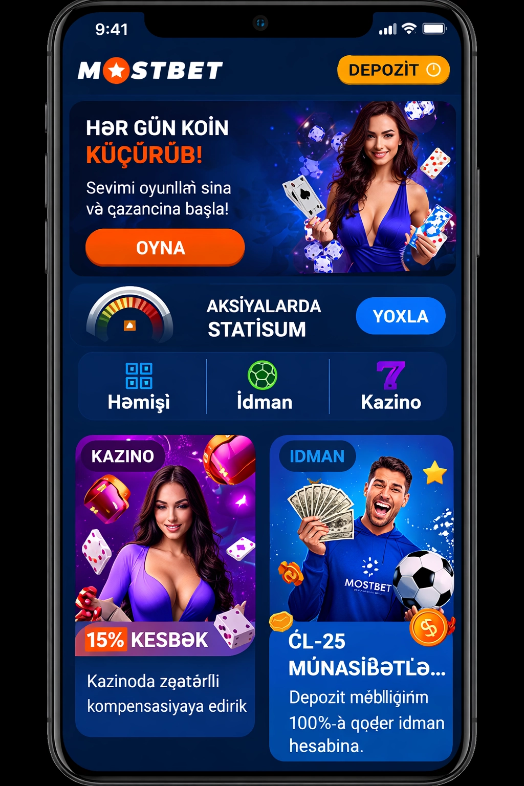 Mostbet 3 tətbiqinin ekran görüntüsü